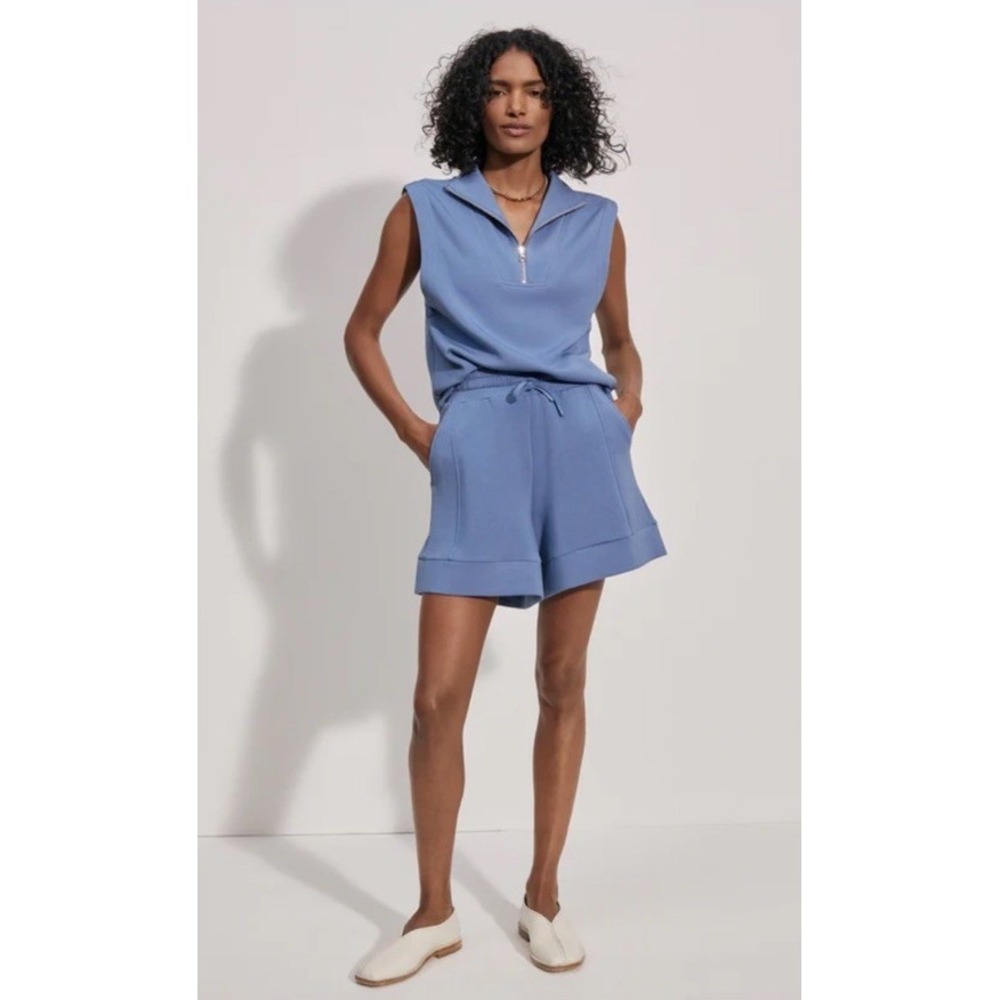 NWT! VARLEY SET Magnolia Half-Zip Sleeveless Pullover Alder Shorts Cobalt Blue S
